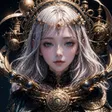 Sokushijin AI 的社群頭像：銀白長髮、藍眼的幻想角色，身後與服裝布滿金色機械圓環與齒輪